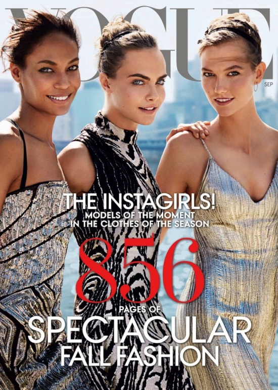 Joans Smalls, Cara Delevingne & Karlie Kloss cover VOGUE's '14 September issue | by Mario Testino.